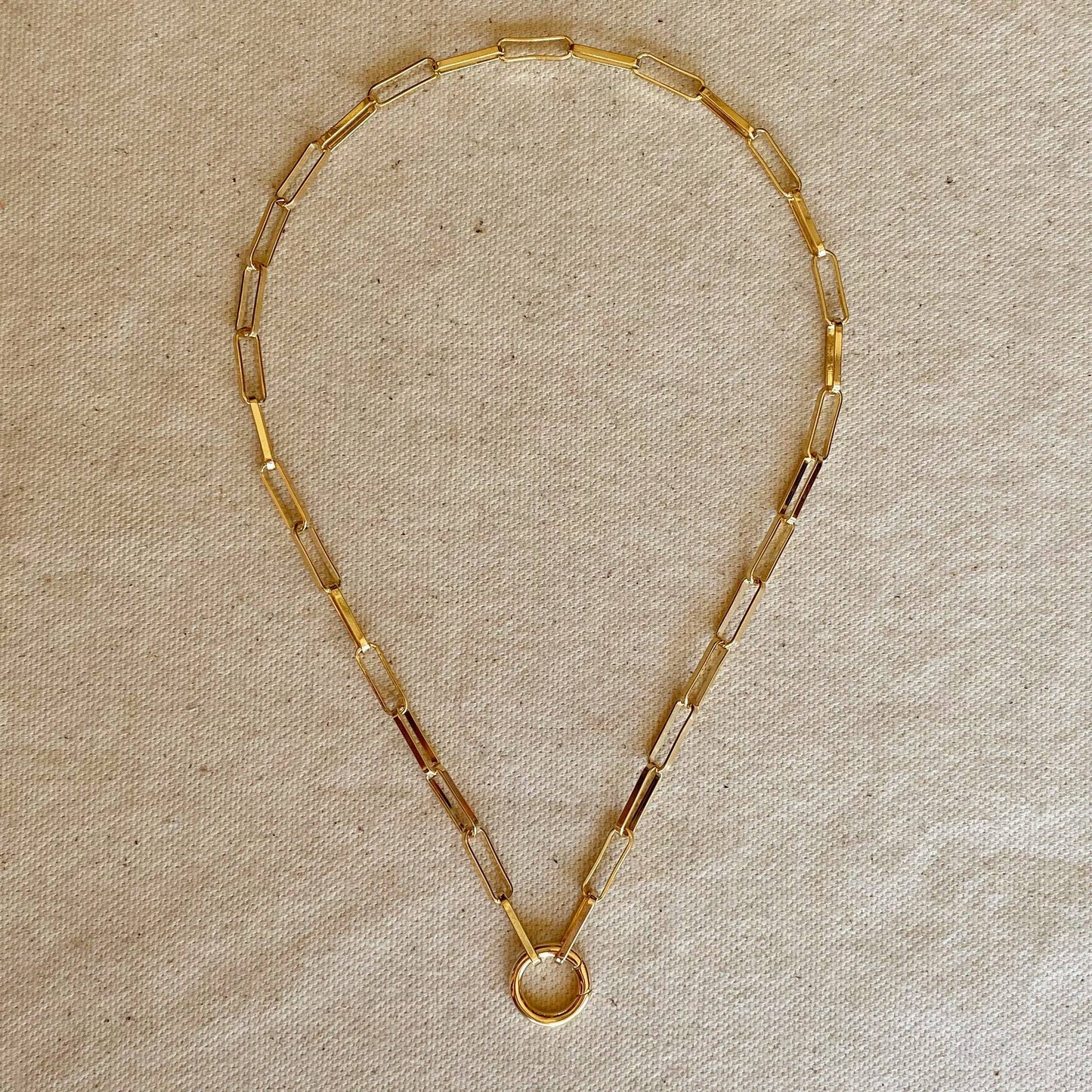 GoldFi - 18k Gold Filled Paperclip Chain Necklace Featuring Carabine: 18 inches
