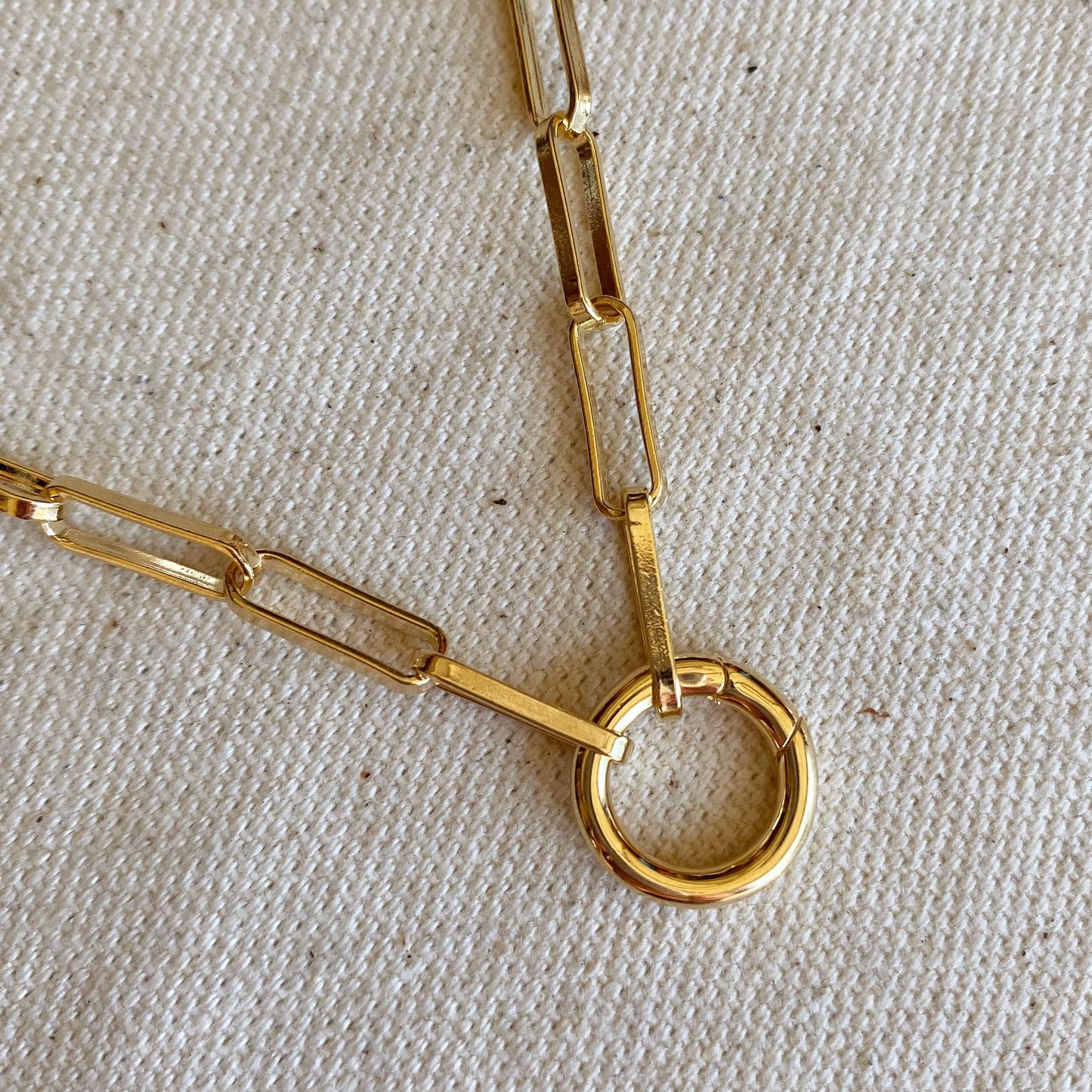 GoldFi - 18k Gold Filled Paperclip Chain Necklace Featuring Carabine: 18 inches