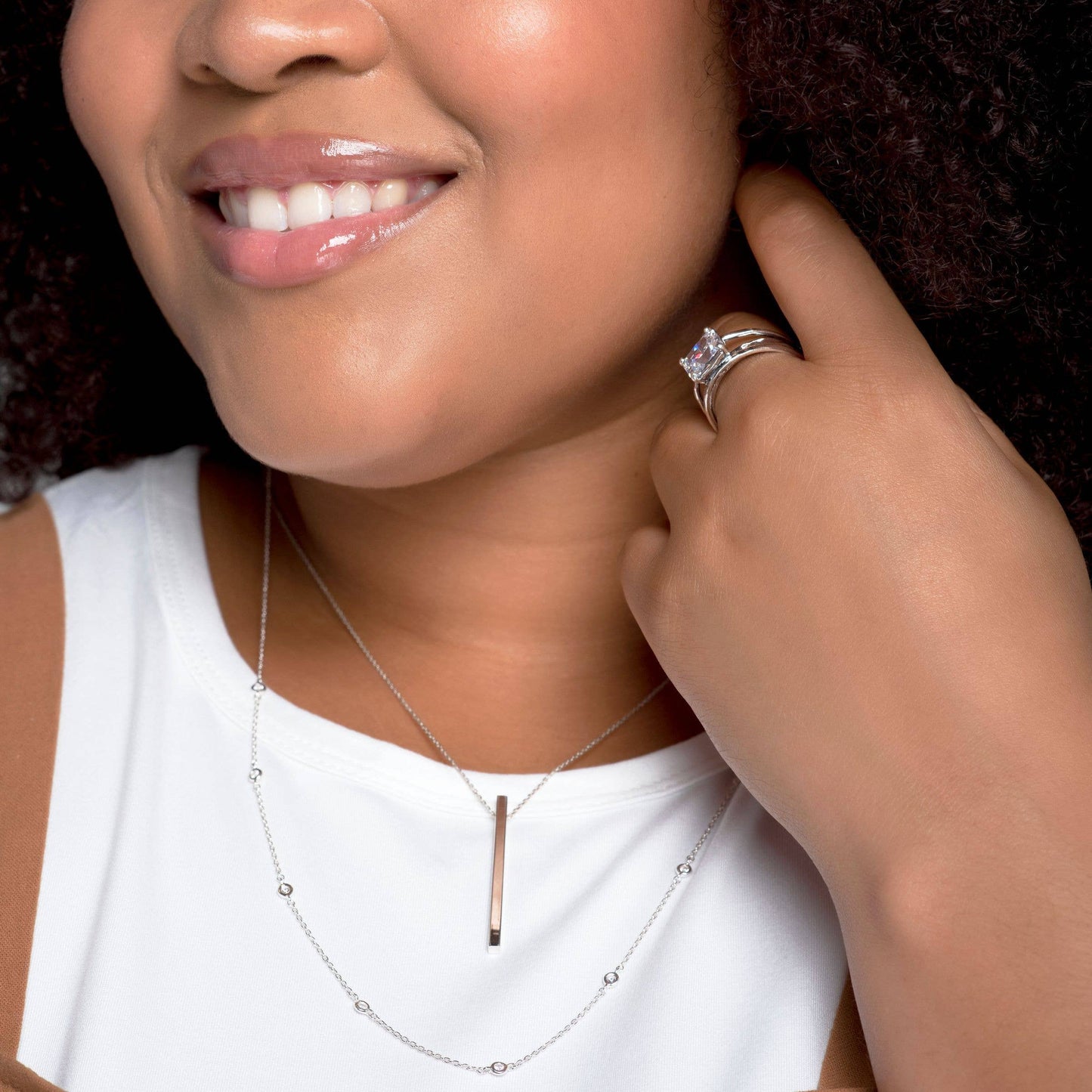 Silpada - Silpada Allium Necklace with Cubic Zirconia in Silver: White / 18