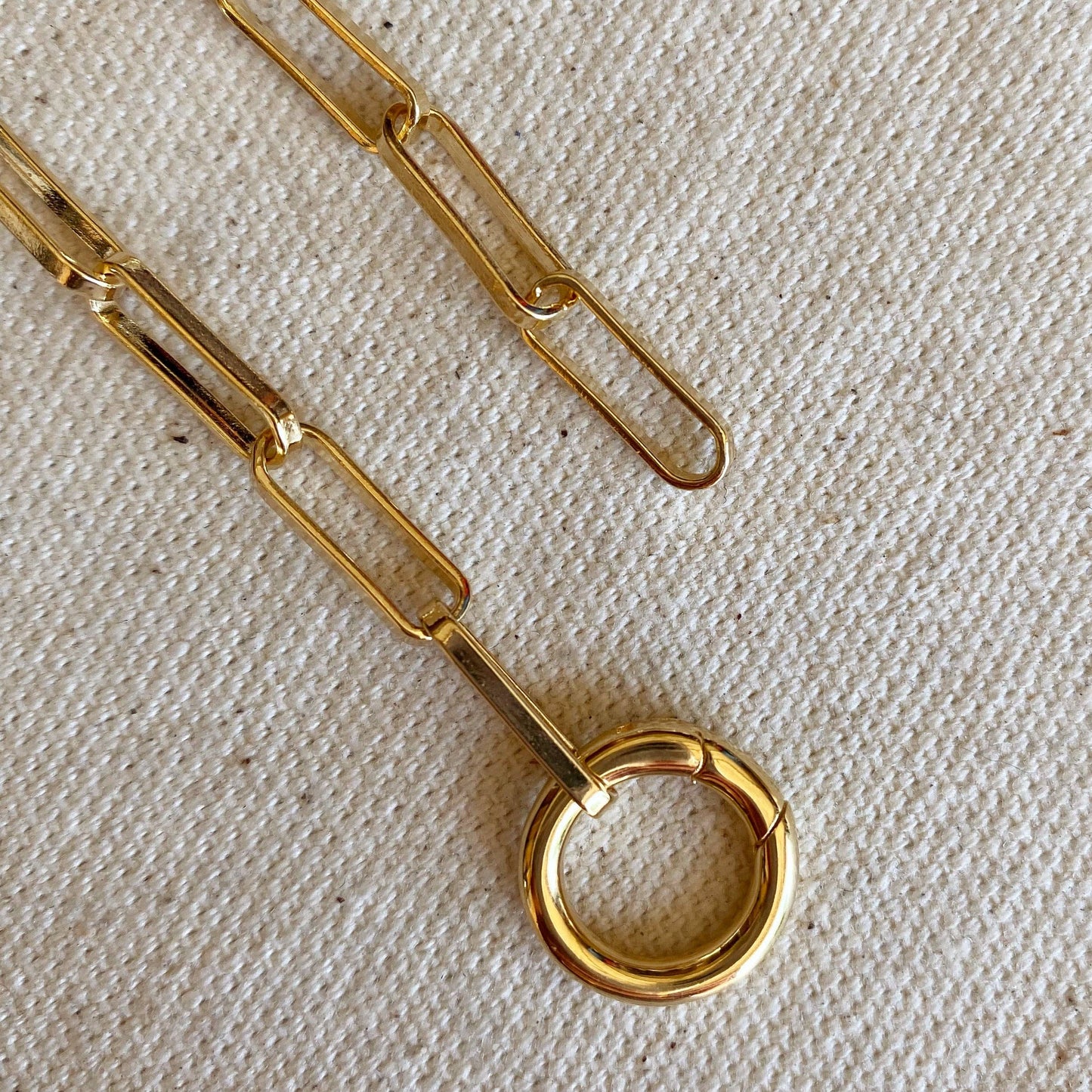 GoldFi - 18k Gold Filled Paperclip Chain Necklace Featuring Carabine: 18 inches