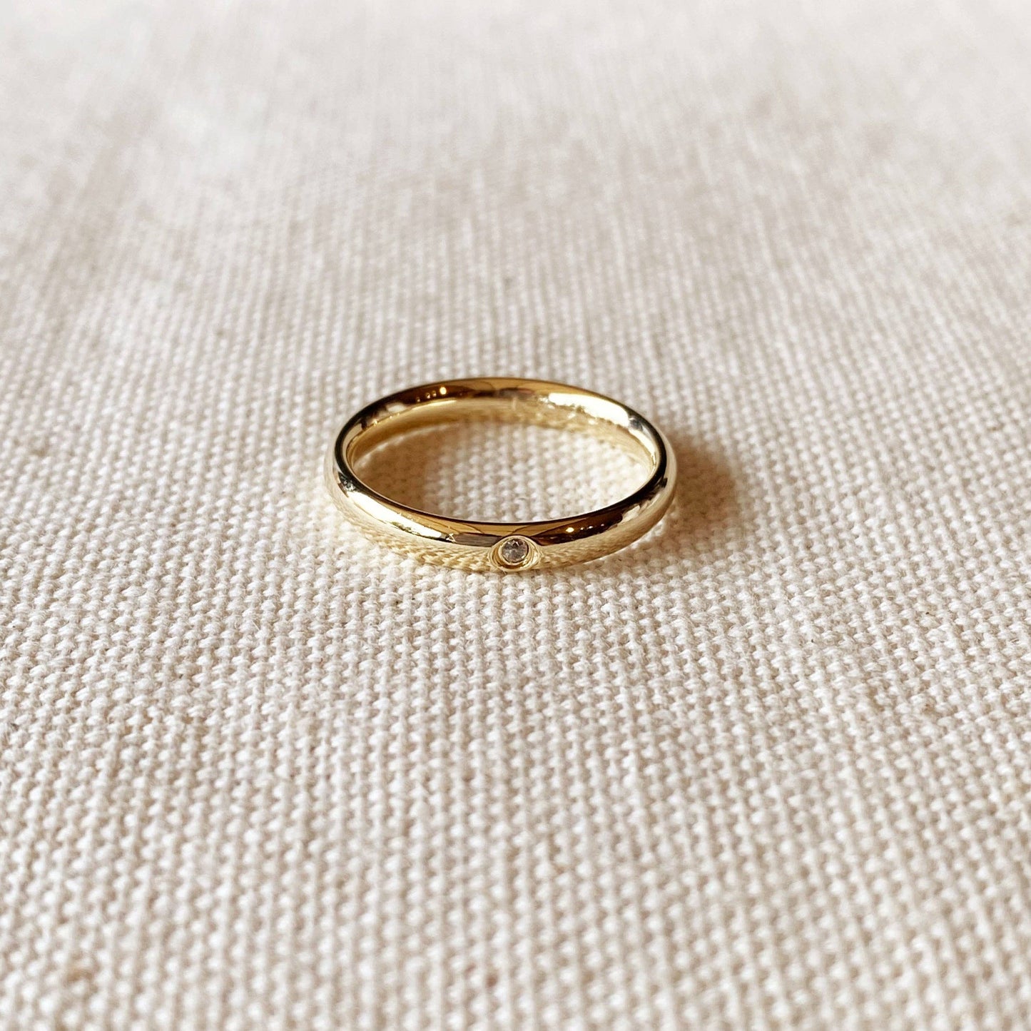 GoldFi - 18k Gold Filled Band Ring With Cubic Zirconia Stone: 9