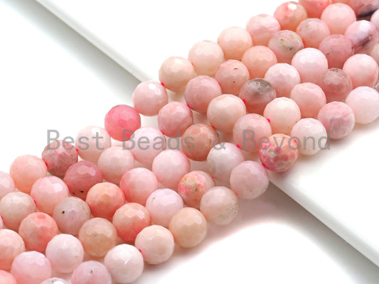 BestBeads&Beyond - High Quality Natural Pink Opal Faceted Beads, 6mm/8mm/10mm/12mm Round Faceted Opal Beads, 15.5" Full Strand, sku#U819: 8mm
